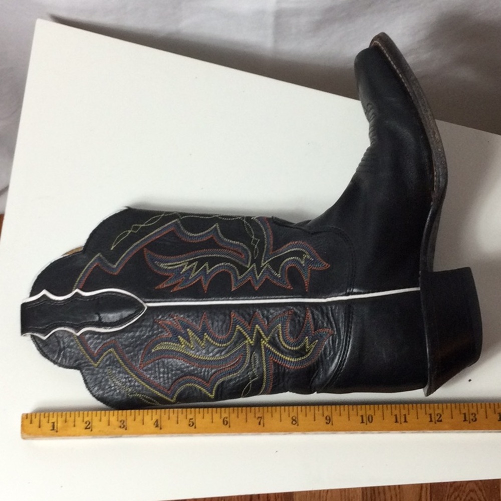 Justin Boots Black Leather Cowgirl Boots - Picture 9 of 10